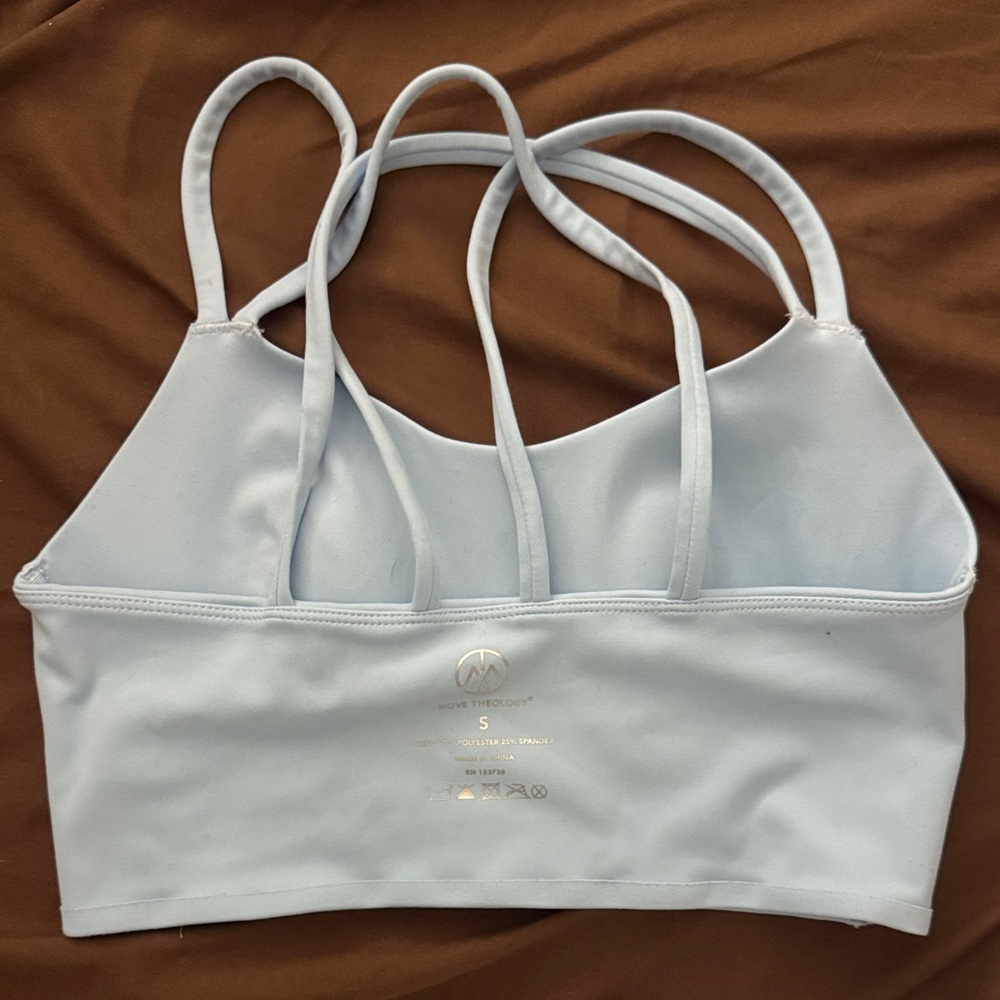 Women's Light Blue Strappy Bralette/ Activewear Top Move Theology